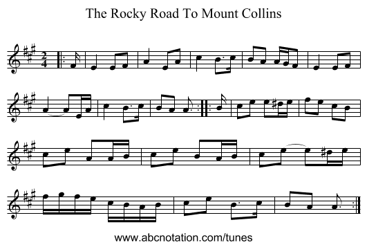 The Rocky Road To Mount Collins - staff notation