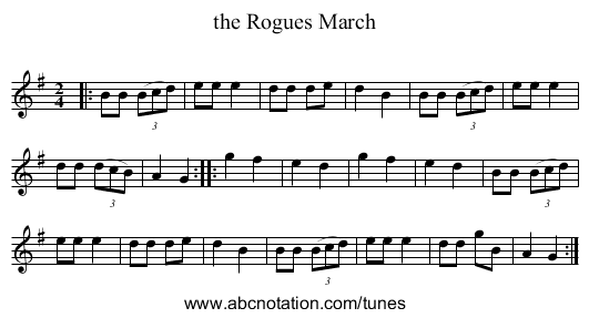 the Rogues March - staff notation