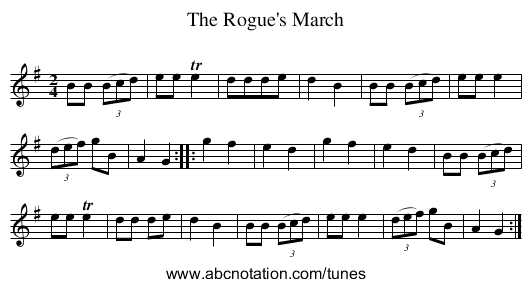 The Rogue's March - staff notation