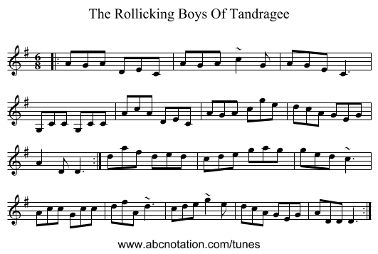 The Rollicking Boys Of Tandragee - staff notation