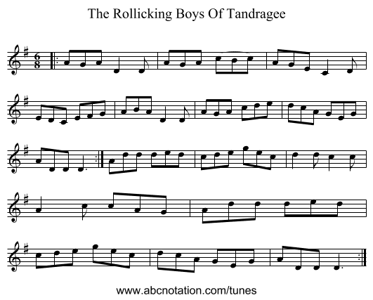 The Rollicking Boys Of Tandragee - staff notation