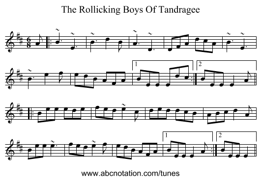 The Rollicking Boys Of Tandragee - staff notation