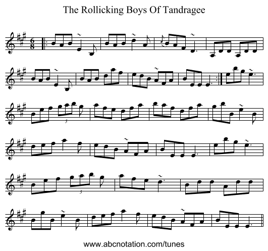 The Rollicking Boys Of Tandragee - staff notation