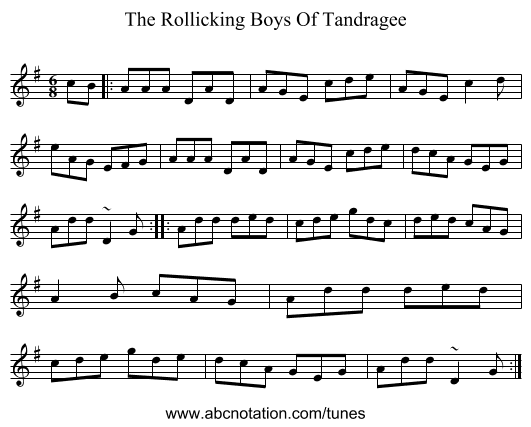 The Rollicking Boys Of Tandragee - staff notation