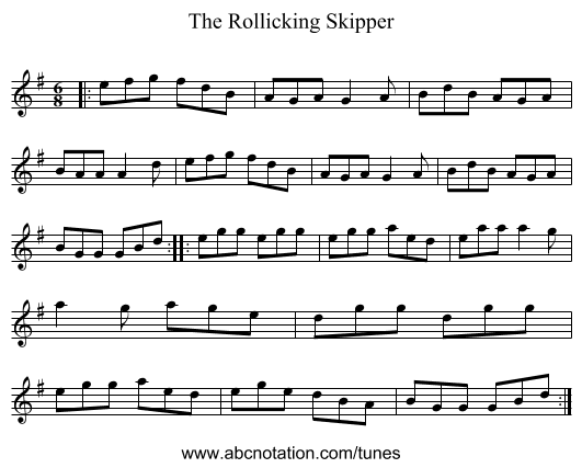 The Rollicking Skipper - staff notation