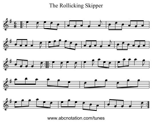The Rollicking Skipper - staff notation