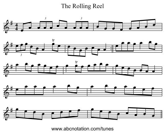 The Rolling Reel - staff notation