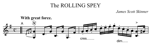 The ROLLING SPEY - staff notation