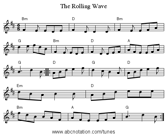 The Rolling Wave - staff notation