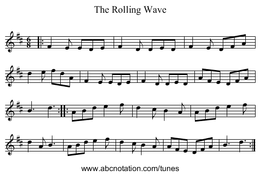 The Rolling Wave - staff notation