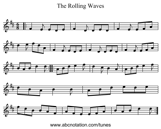 The Rolling Waves - staff notation