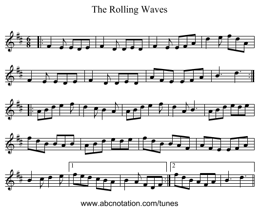 The Rolling Waves - staff notation