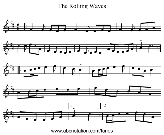 The Rolling Waves - staff notation