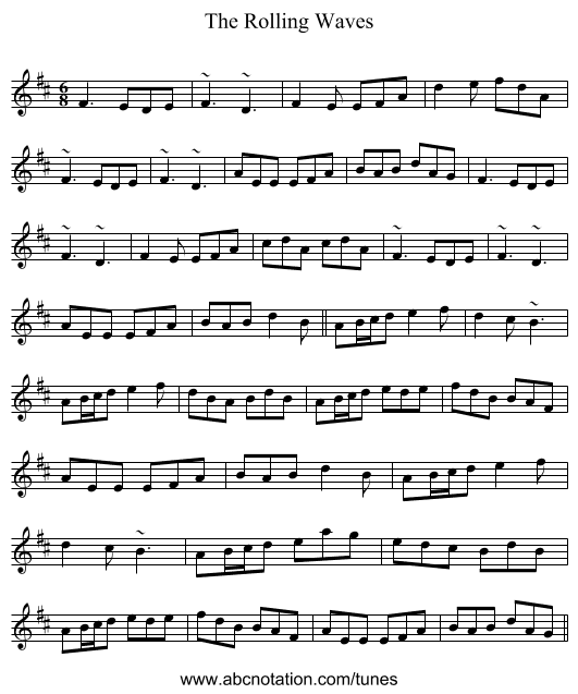 The Rolling Waves - staff notation
