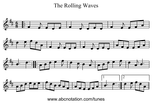 The Rolling Waves - staff notation