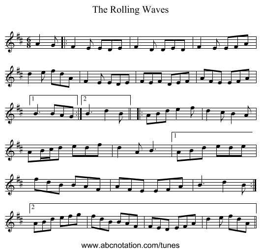 The Rolling Waves - staff notation