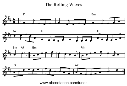 The Rolling Waves - staff notation