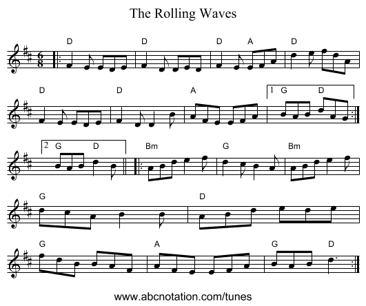 The Rolling Waves - staff notation
