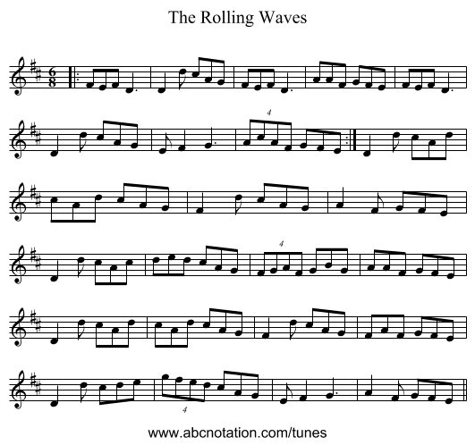 The Rolling Waves - staff notation