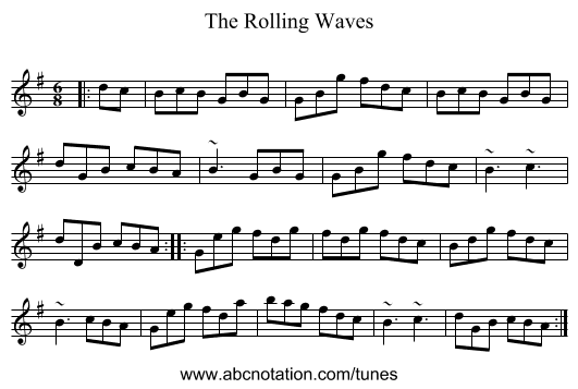 The Rolling Waves - staff notation
