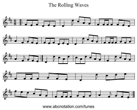 The Rolling Waves - staff notation