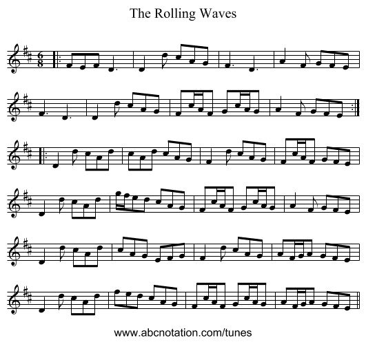 The Rolling Waves - staff notation
