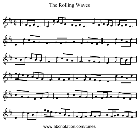The Rolling Waves - staff notation