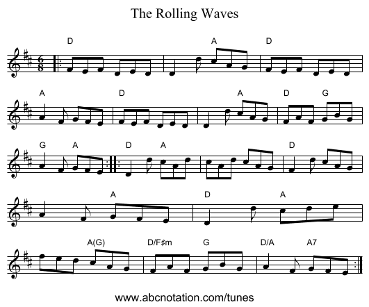 The Rolling Waves - staff notation