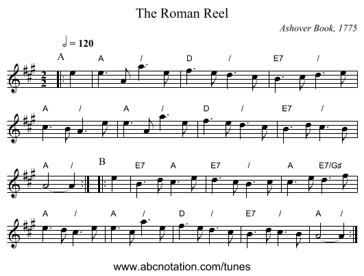 The Roman Reel - staff notation