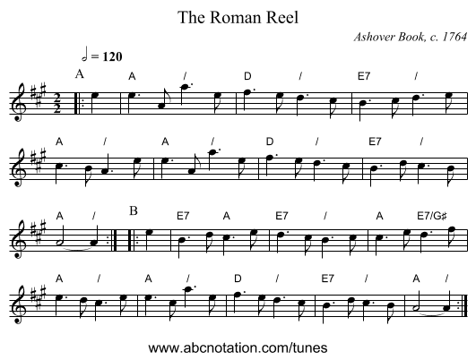 The Roman Reel - staff notation