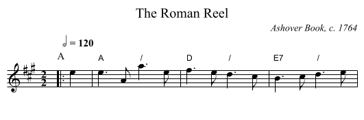 The Roman Reel - staff notation
