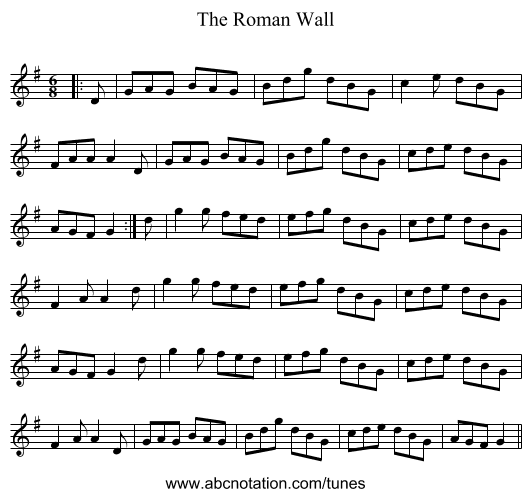 The Roman Wall - staff notation