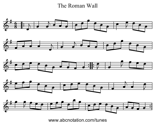 The Roman Wall - staff notation