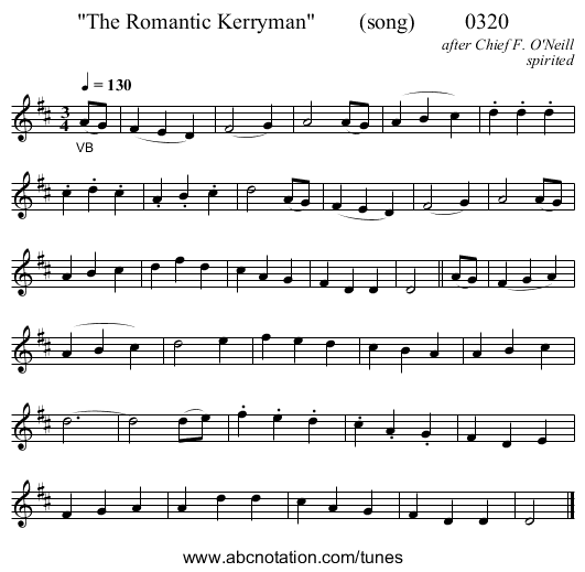 The Romantic Kerryman        (song)         0320 - staff notation