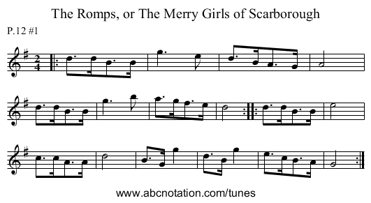 The Romps, or The Merry Girls of Scarborough - staff notation