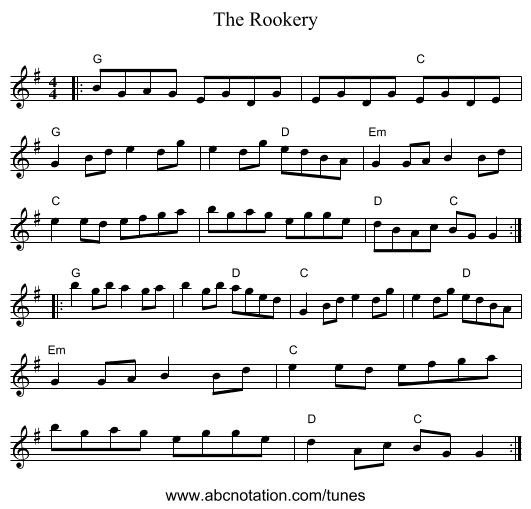 The Rookery - staff notation