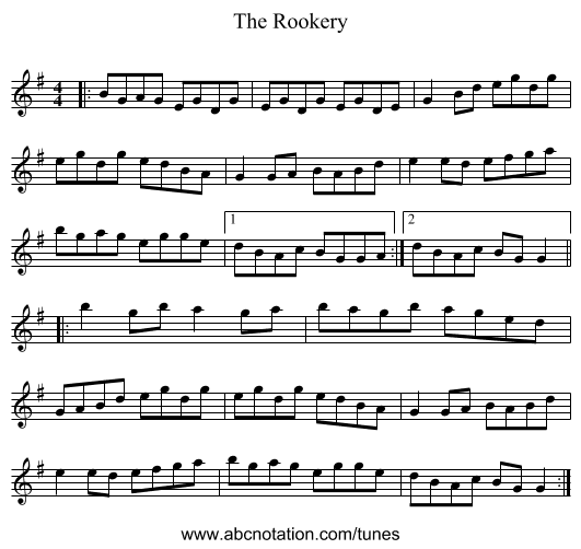 The Rookery - staff notation