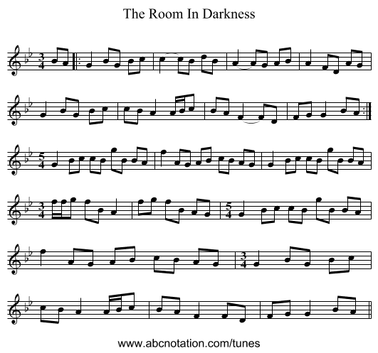 The Room In Darkness - staff notation