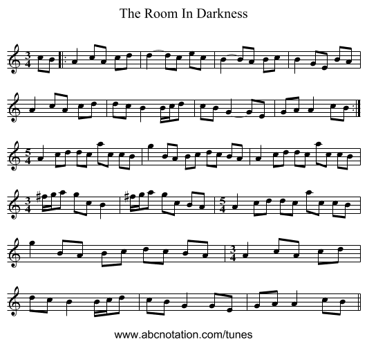 The Room In Darkness - staff notation