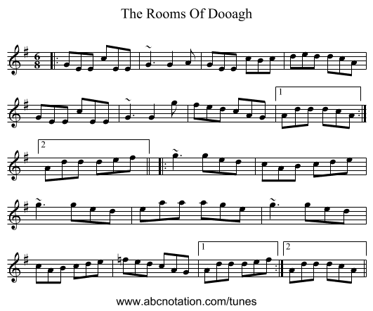 The Rooms Of Dooagh - staff notation