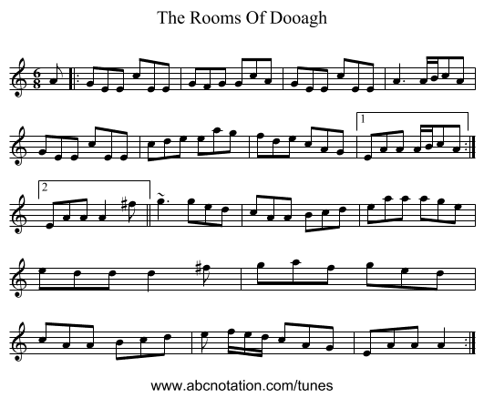 The Rooms Of Dooagh - staff notation