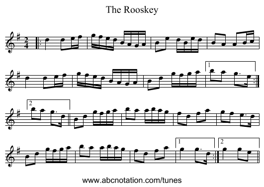 The Rooskey - staff notation