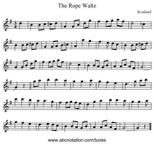 The Rope Waltz - staff notation
