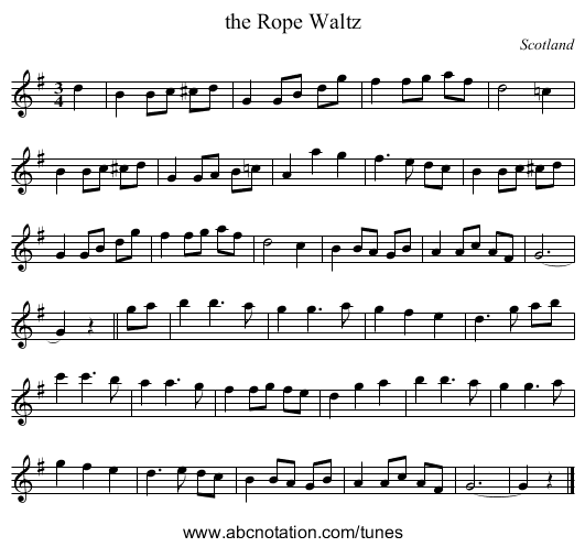 the Rope Waltz - staff notation