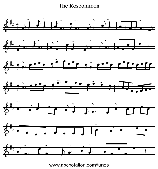 The Roscommon - staff notation