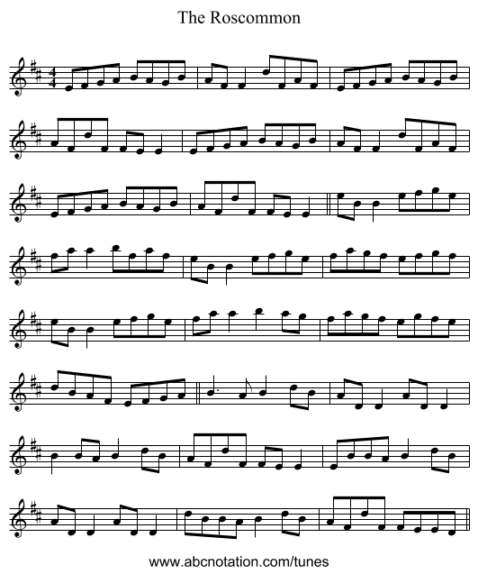 The Roscommon - staff notation