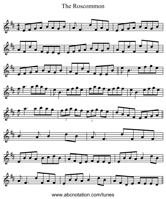 The Roscommon - staff notation