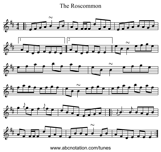 The Roscommon - staff notation