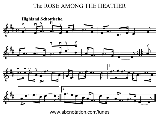 The ROSE AMONG THE HEATHER - staff notation