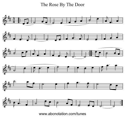The Rose By The Door - staff notation